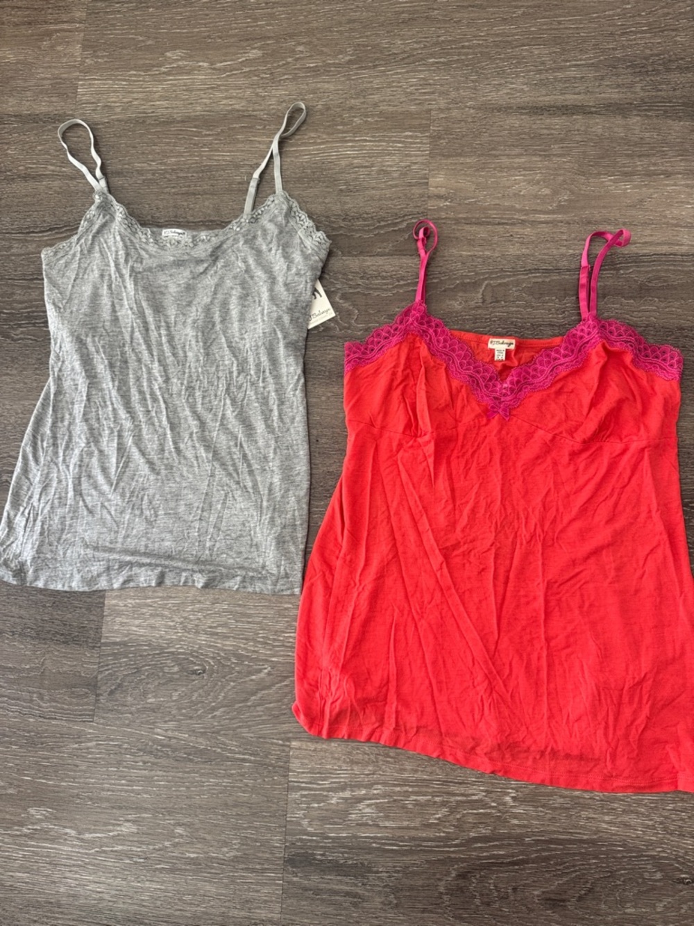 PJ Salvage BUNDLE (2) Lace Cami Tank Pajama Tops NWT Size medium Grey Red Strap